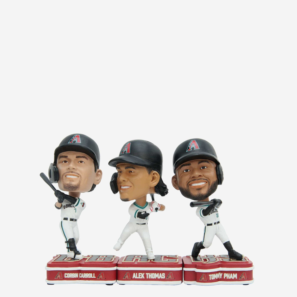 Corbin Carroll & Alek Thomas & Tommy Pham Arizona Diamondbacks Connecting Base 3 Pack Mini Bighead Bobblehead Set FOCO - FOCO.com