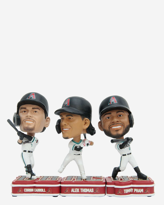 Corbin Carroll & Alek Thomas & Tommy Pham Arizona Diamondbacks Connecting Base 3 Pack Mini Bighead Bobblehead Set FOCO - FOCO.com