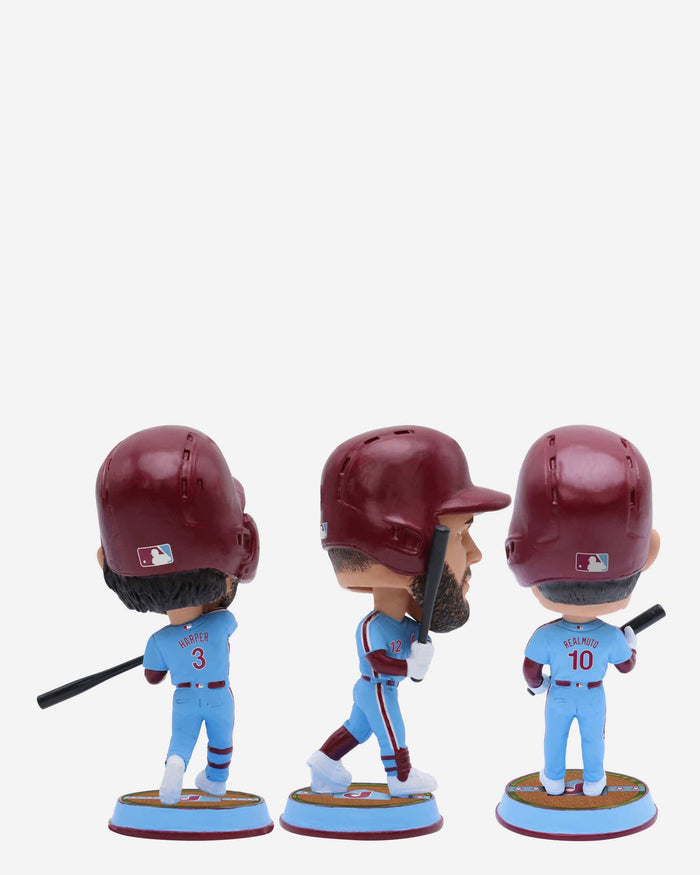 Bryce Harper & JT Realmuto & Kyle Schwarber Philadelphia Phillies 3 Pack Field Stripe Mini Bighead Bobblehead Set FOCO - FOCO.com