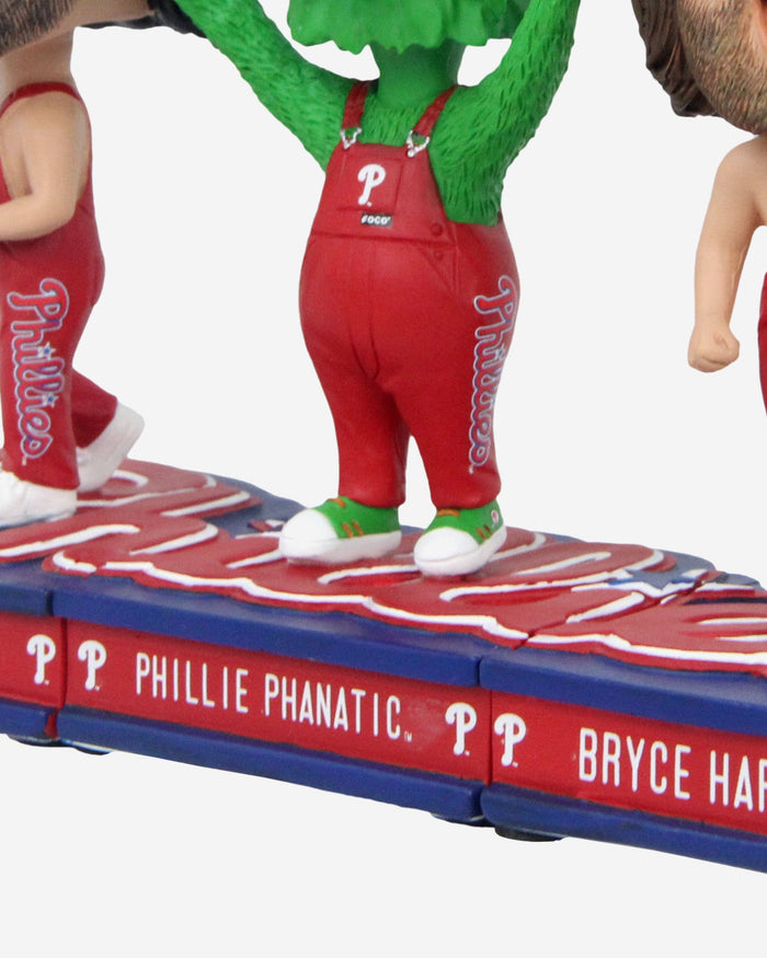 Bryce Harper & Garrett Stubbs & Phillie Phanatic Philadelphia Phillies Bib Overalls Connecting Base 3 Pack Mini Bighead Set FOCO - FOCO.com