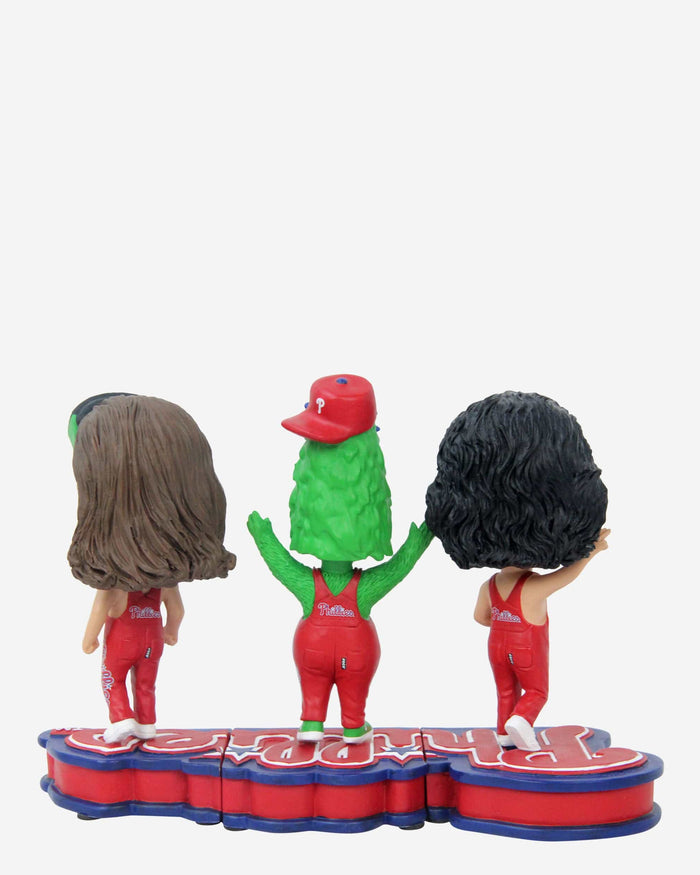 Bryce Harper & Garrett Stubbs & Phillie Phanatic Philadelphia Phillies Bib Overalls Connecting Base 3 Pack Mini Bighead Set FOCO - FOCO.com