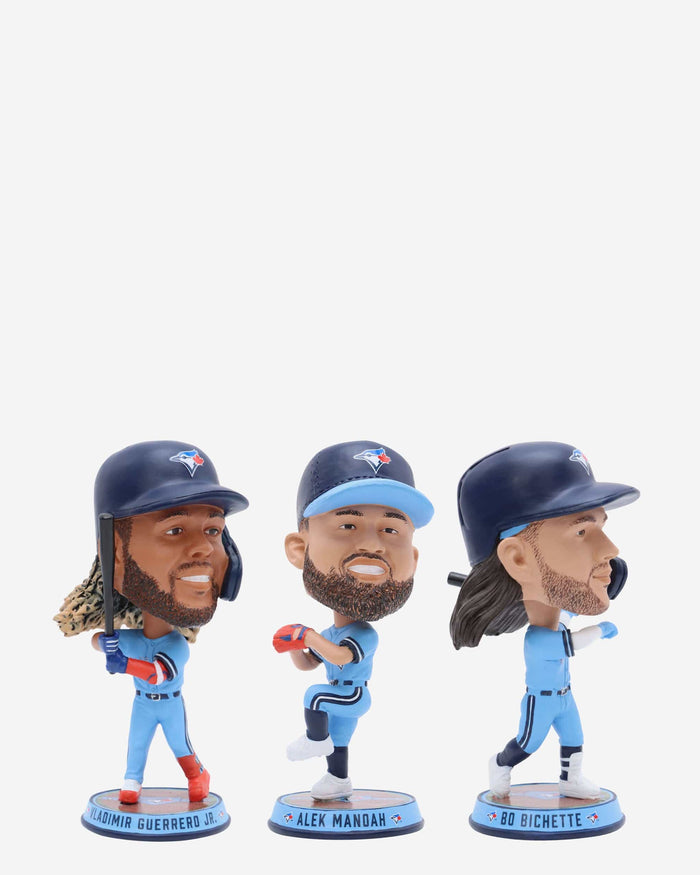 Vladimir Guererro Jr & Bo Bichette & Alek Manoah Toronto Blue Jays 3 Pack Mini Bighead Bobblehead Set FOCO - FOCO.com
