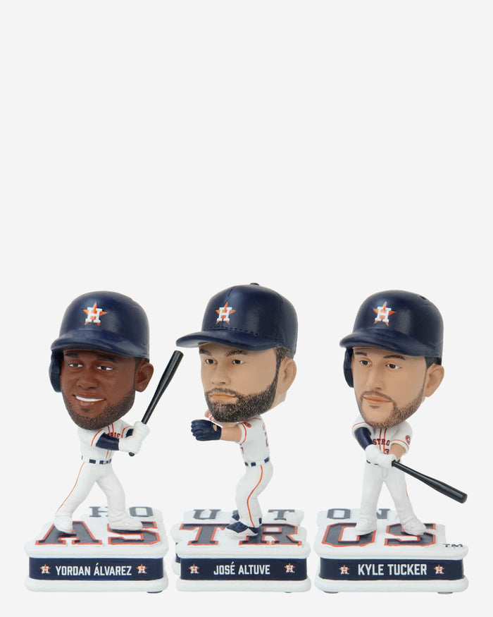 Jose Altuve & Kyle Tucker & Yordan Alvarez Houston Astros Connecting Base 3 Pack Mini Bighead Bobblehead Set FOCO - FOCO.com