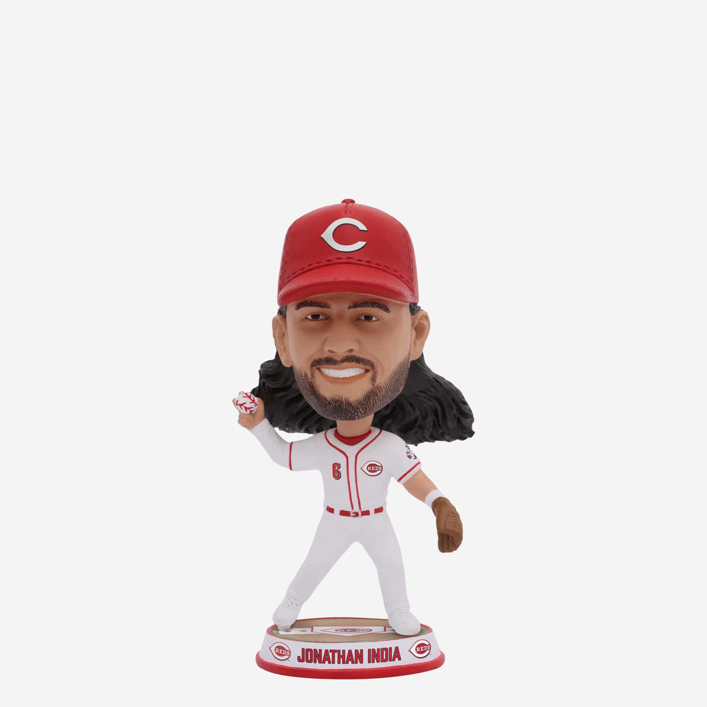 Jonathan India Cincinnati Reds Fielding Pose Field Stripe Mini Bighead Bobblehead FOCO - FOCO.com