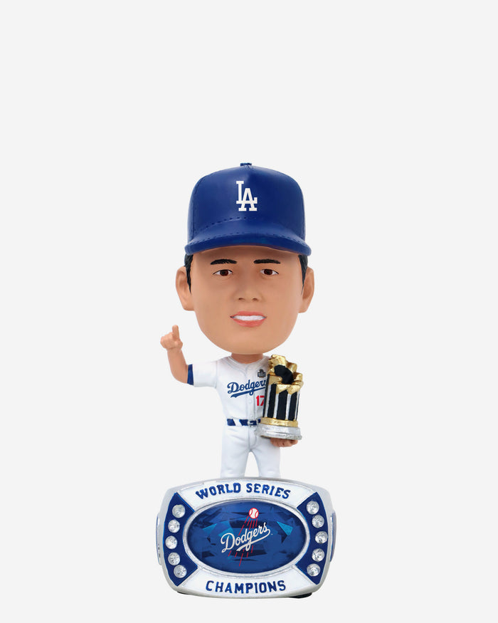 Shohei Ohtani Los Angeles Dodgers 2024 World Series Champions Ring Base Mini Bighead Bobblehead FOCO - FOCO.com