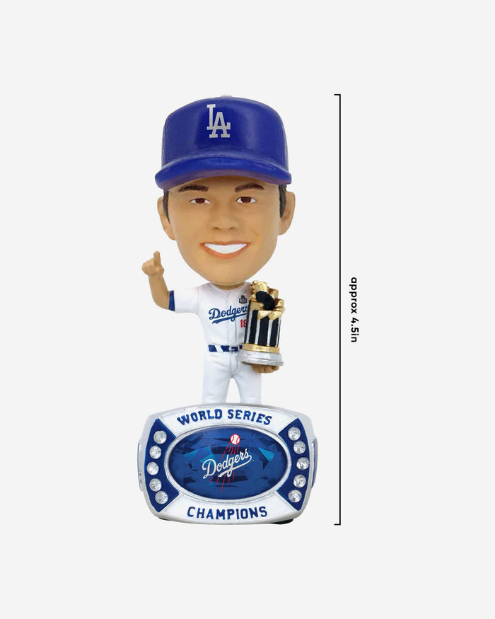 Yoshinobu Yamamoto Los Angeles Dodgers 2024 World Series Champions Ring Base Mini Bighead Bobblehead FOCO - FOCO.com