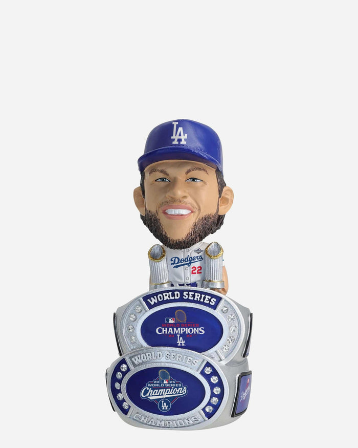 Clayton Kershaw Los Angeles Dodgers 2025 Back To Back World Series Champions Mini Ring Base Bighead Bobblehead FOCO - FOCO.com