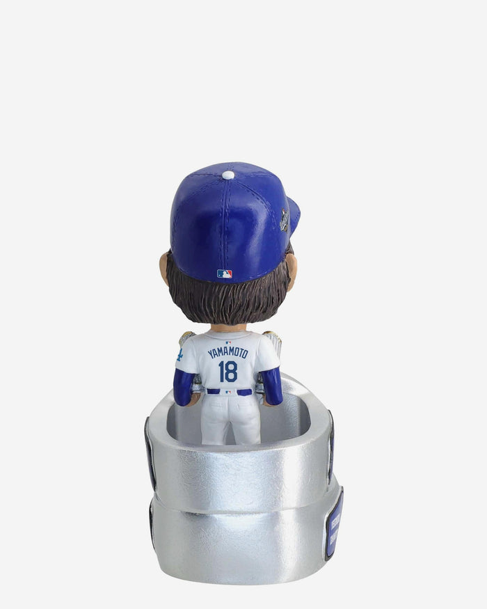 Yoshinobu Yamamoto Los Angeles Dodgers 2025 Back To Back World Series Champions Mini Ring Base Bighead Bobblehead FOCO - FOCO.com