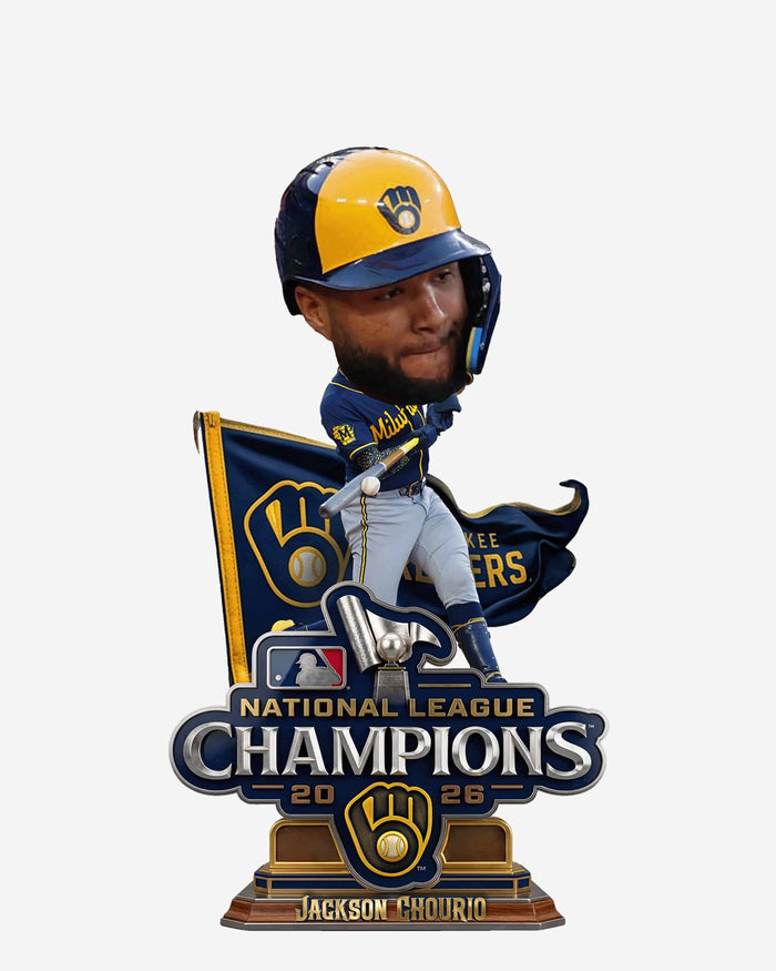 Jackson Chourio Milwaukee Brewers 2026 National League Champions Pennant Base Medium Bighead Bobblehead