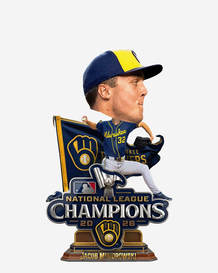 Jacob Misiorowski Milwaukee Brewers 2026 National League Champions Pennant Base Medium Bighead Bobblehead