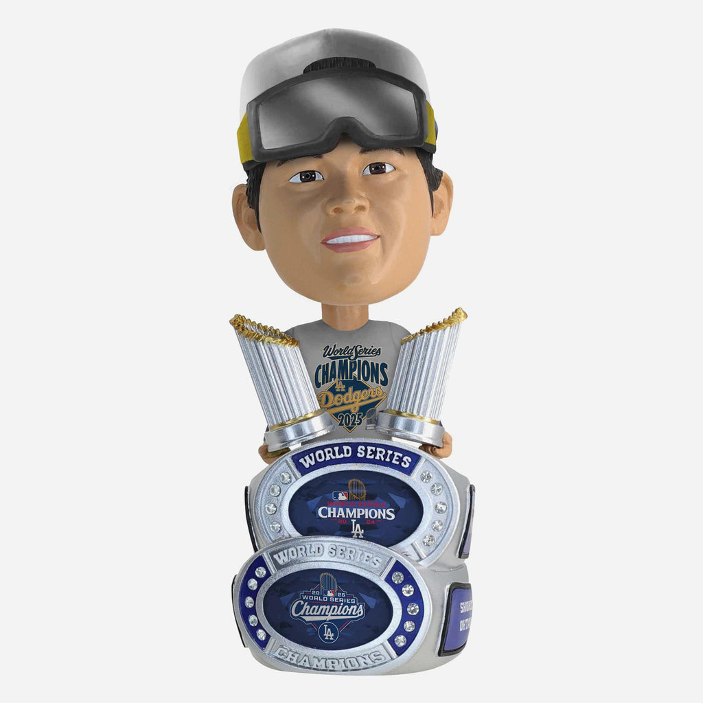 Shohei Ohtani Los Angeles Dodgers 2025 Back To Back World Series Champions Cap & Tee Bighead Bobblehead FOCO - FOCO.com
