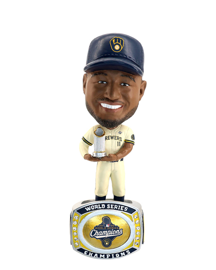 Jackson Chourio Milwaukee Brewers 2026 World Series Champions Ring Base Medium Bighead Bobblehead FOCO - FOCO.com
