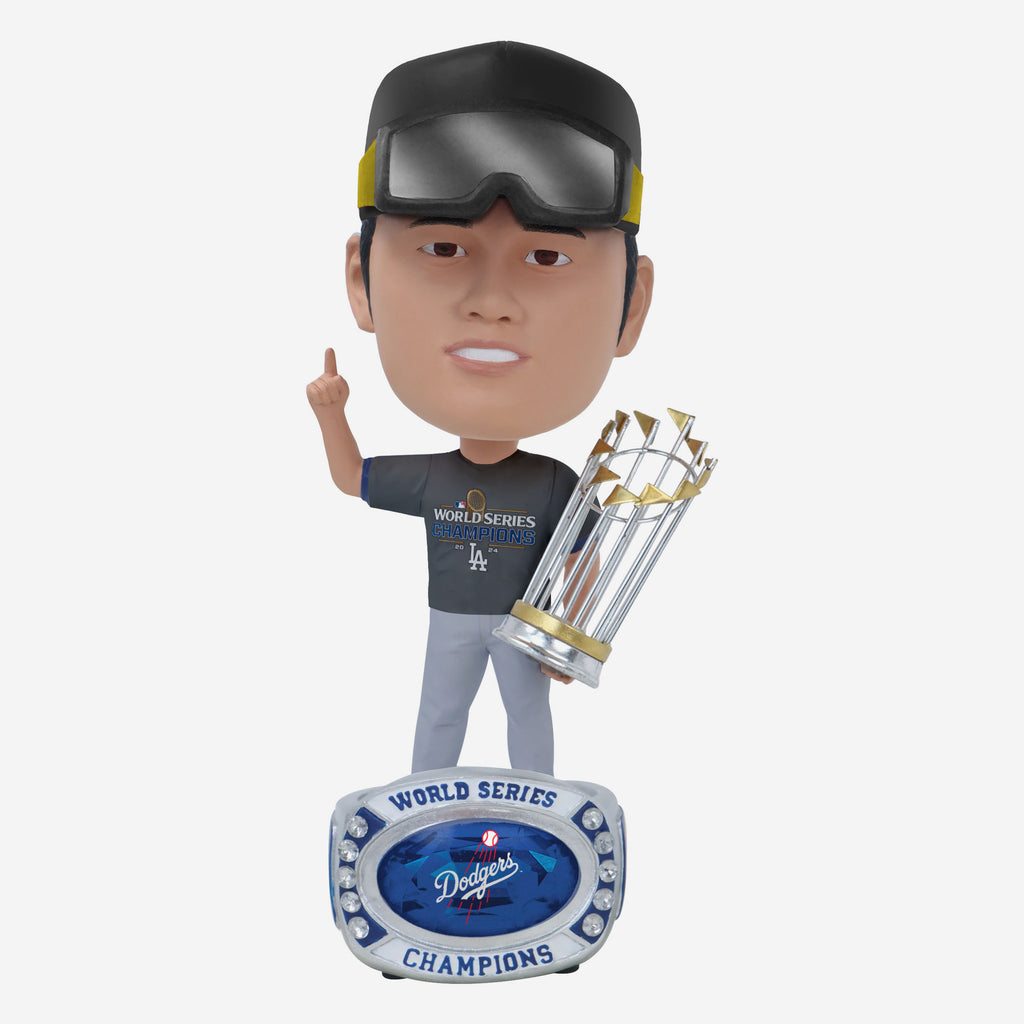 Shohei Ohtani Los Angeles Dodgers 2024 World Series Champions Locker Room Outfit Ring Base Bighead Bobblehead FOCO - FOCO.com