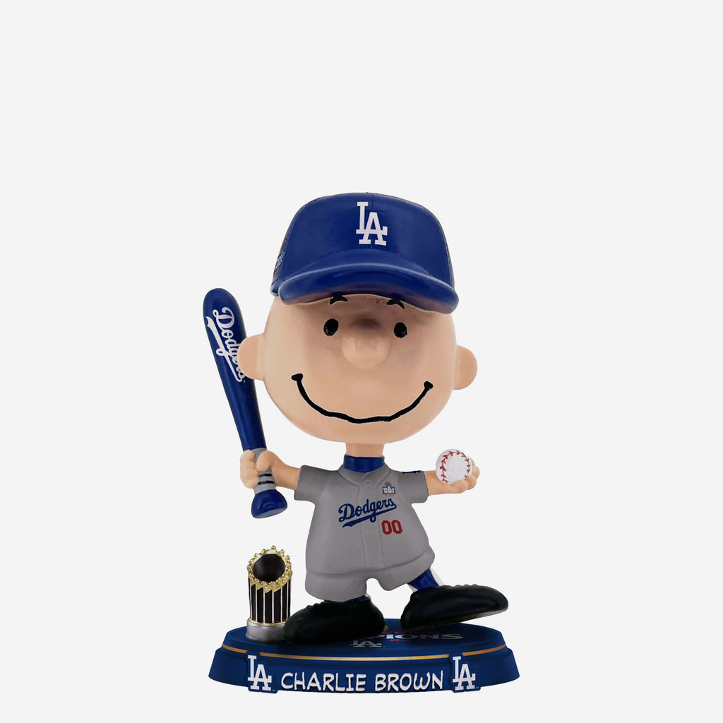 Los Angeles Dodgers Charlie Brown Peanuts 2024 World Series Champions Mini Bighead Bobblehead FOCO - FOCO.com