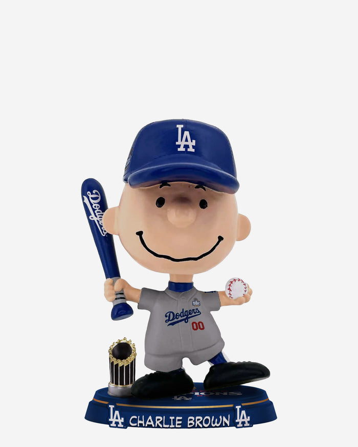 Los Angeles Dodgers Charlie Brown Peanuts 2024 World Series Champions Mini Bighead Bobblehead FOCO - FOCO.com