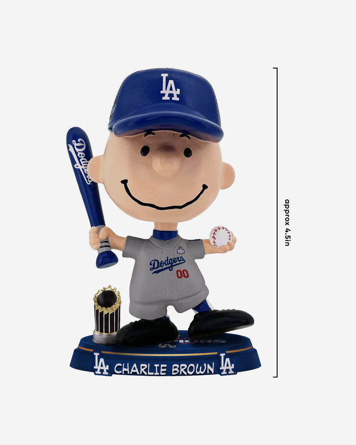 Los Angeles Dodgers Charlie Brown Peanuts 2024 World Series Champions Mini Bighead Bobblehead FOCO - FOCO.com