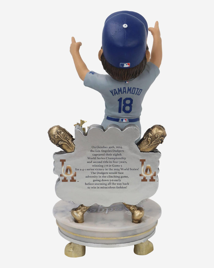 Yoshinobu Yamamoto Los Angeles Dodgers 2024 World Series Champions Alternate Jersey Celebration Bobblehead FOCO - FOCO.com