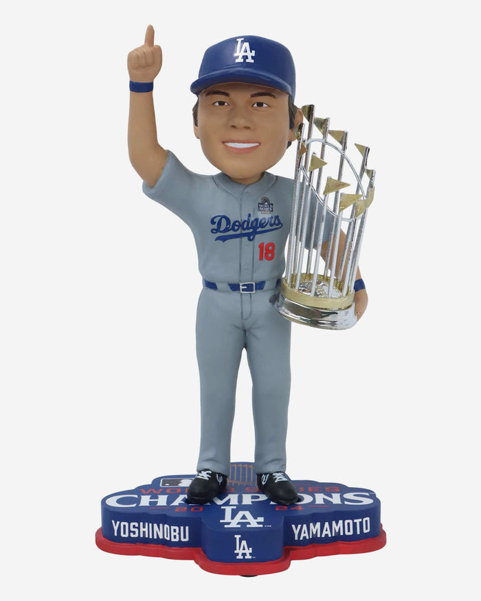 Yoshinobu Yamamoto Los Angeles Dodgers 2024 World Series Champions Bobblehead FOCO - FOCO.com