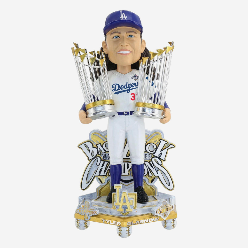 Tyler Glasnow Los Angeles Dodgers 2025 Back To Back World Series Champions Celebration Bobblehead FOCO - FOCO.com