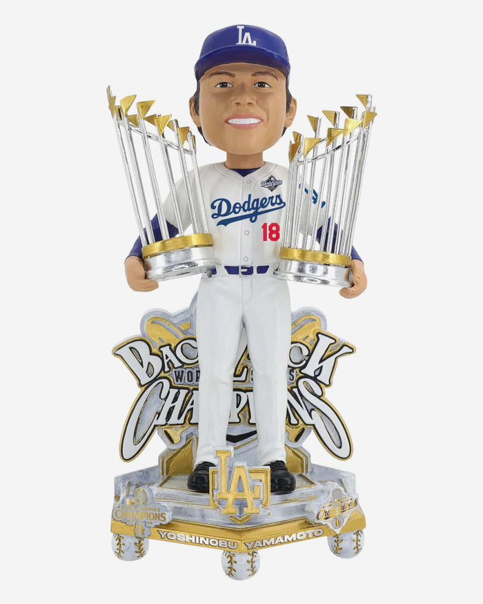 Yoshinobu Yamamoto Los Angeles Dodgers 2025 Back To Back World Series Champions Celebration Bobblehead FOCO - FOCO.com