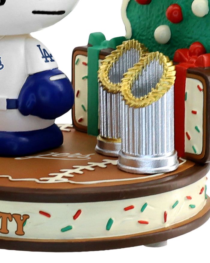 Hello Kitty Los Angeles Dodgers 2025 World Series Back to Back Champions Christmas Mini Bobblehead Scene FOCO - FOCO.com