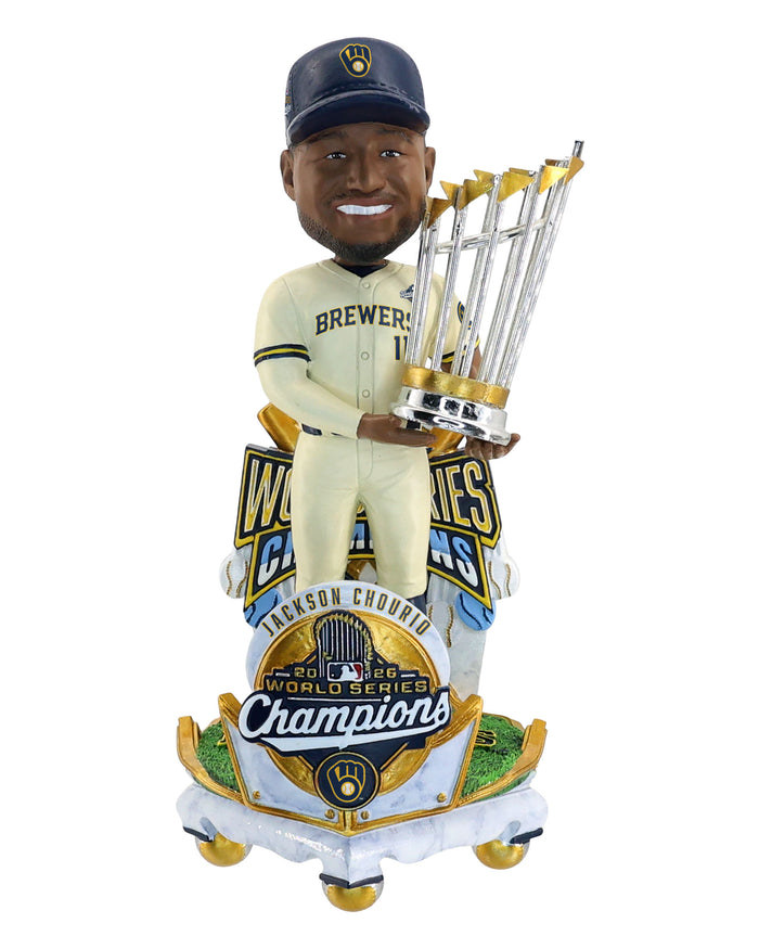 Jackson Chourio Milwaukee Brewers 2026 World Series Champions Celebration Bobblehead FOCO - FOCO.com