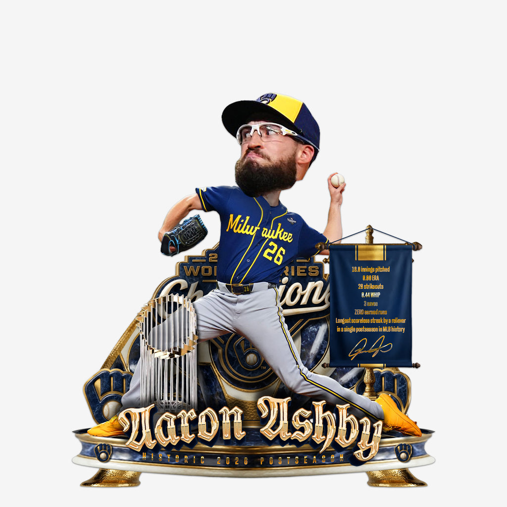 Aaron Ashby Milwaukee Brewers 2026 World Series Champions MLB Postseason History Bobblehead