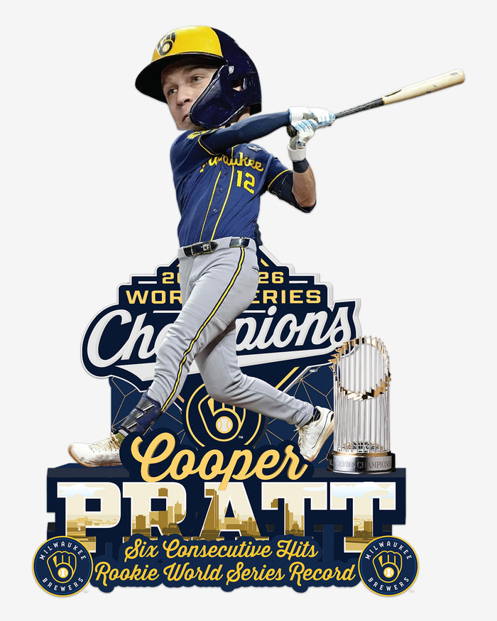 Cooper Pratt Milwaukee Brewers 2026 World Series Champions Rookie Hit Record Bobblehead FOCO - FOCO.com
