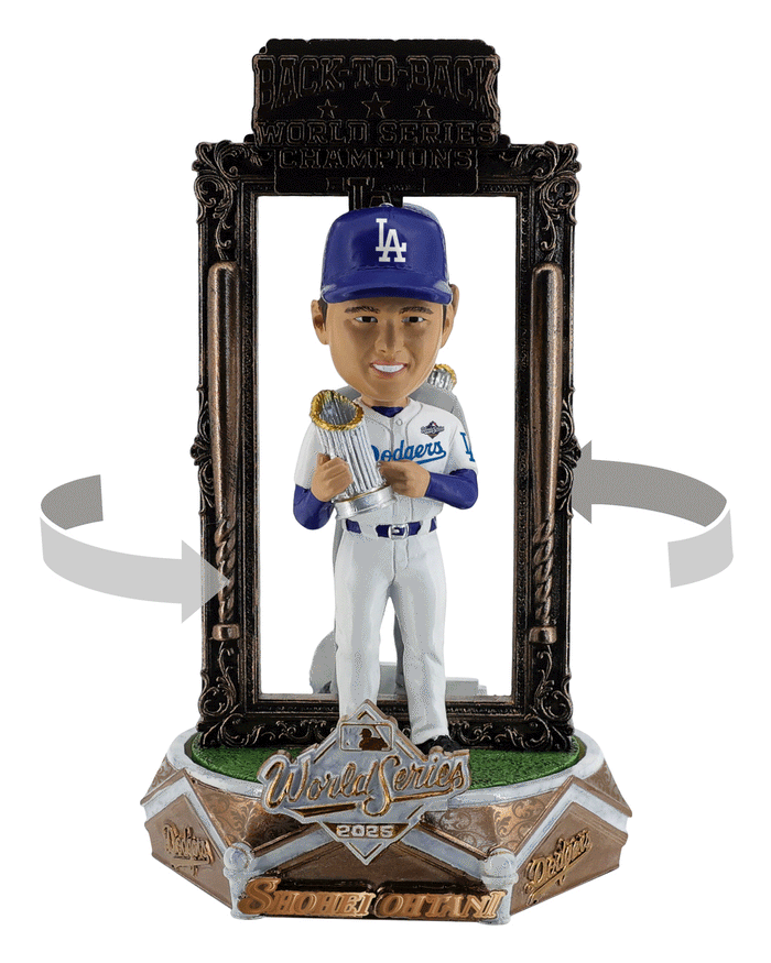 Shohei Ohtani Los Angeles Dodgers 2025 Back To Back World Series Champions Dual Spinner Bobblehead FOCO - FOCO.com