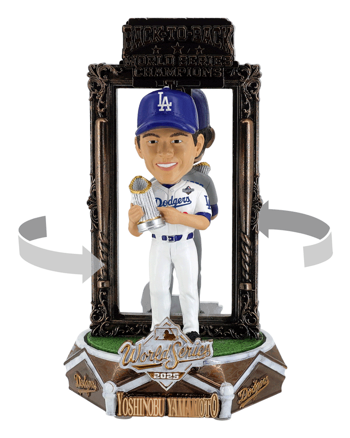 Yoshinobu Yamamoto Los Angeles Dodgers 2025 Back To Back World Series Champions Dual Spinner Bobblehead FOCO - FOCO.com