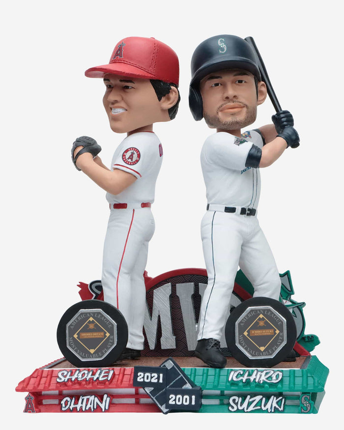 Ichiro Suzuki & Shohei Ohtani Seattle Mariners & Los Angeles Angels 2001 & 2021 AL MVP Dual Bobblehead FOCO - FOCO.com