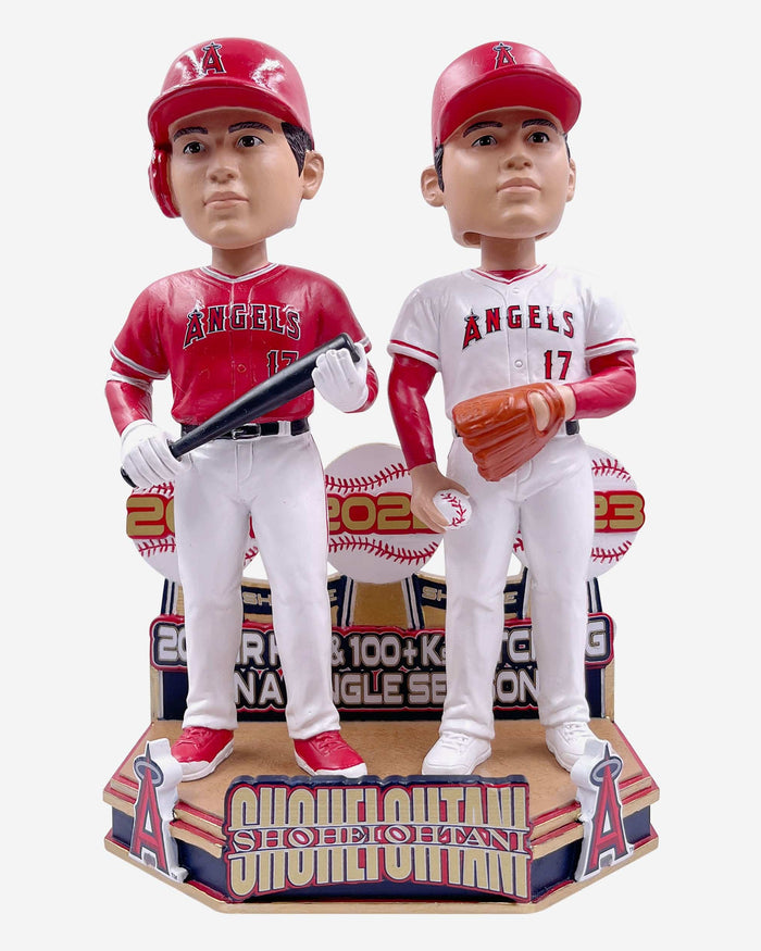 Shohei Ohtani Los Angeles Angels 20 Home Run 100 Strikeout Dual Bobblehead FOCO - FOCO.com