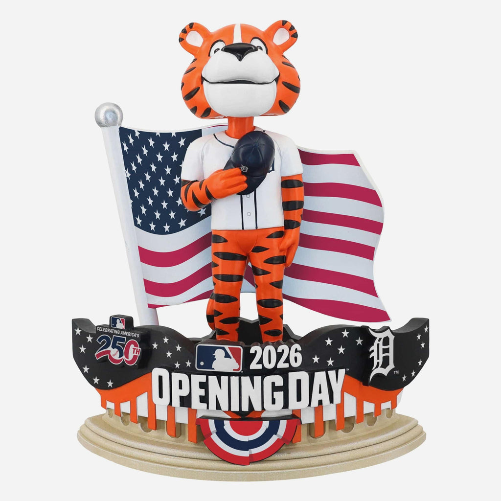 Paws Detroit Tigers 2026 Opening Day Mascot Bobblehead FOCO - FOCO.com