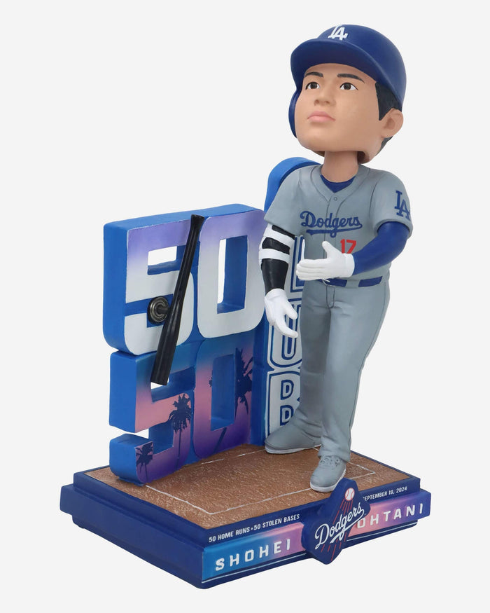 Shohei Ohtani Los Angeles Dodgers 50 Home Runs & 50 Stolen Bases Bat Flip Bobblehead FOCO - FOCO.com