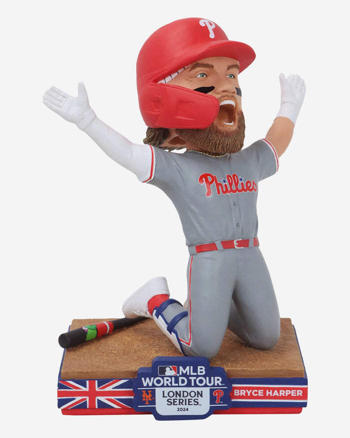 Bryce Harper Philadelphia Phillies 2024 MLB London Series Home Run Slide Celebration & Phanatic Bat Bobblehead FOCO - FOCO.com