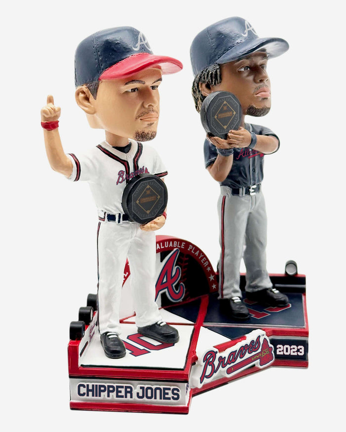 Chipper Jones  & Ronald Acuna Jr Atlanta Braves MVP Winners Then and Now Bobblehead FOCO - FOCO.com