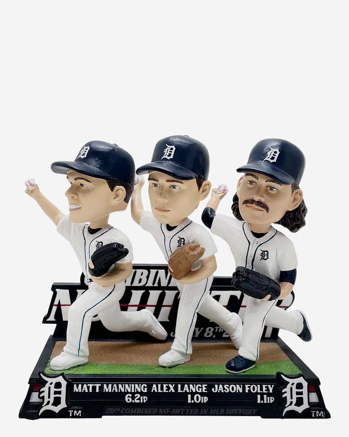 Matt Manning & Jason Foley & Alex Lange Detroit Tigers Combined No Hitter Triple Bobblehead FOCO - FOCO.com