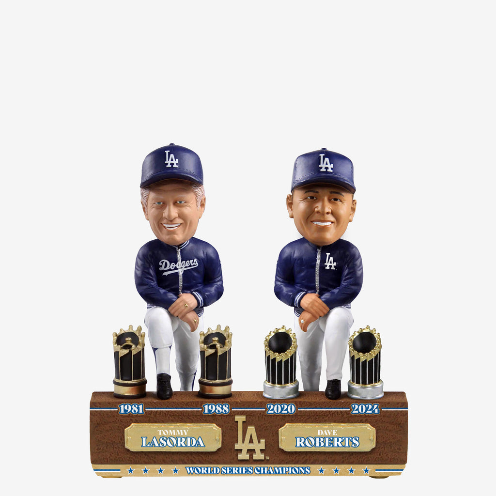 Tommy Lasorda & Dave Roberts Los Angeles Dodgers 2x World Series Champions Then And Now Bobblehead FOCO - FOCO.com