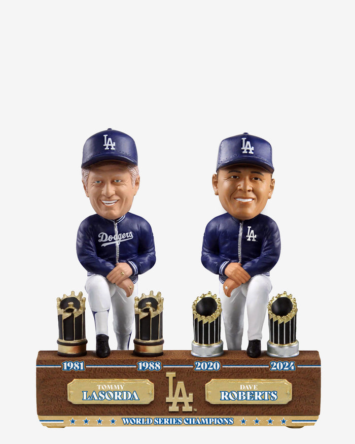 Tommy Lasorda & Dave Roberts Los Angeles Dodgers 2x World Series Champions Then And Now Bobblehead FOCO - FOCO.com