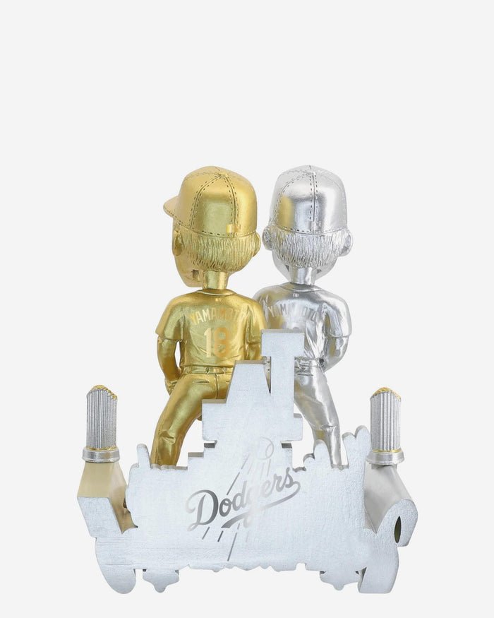 Yoshinobu Yamamoto Los Angeles Dodgers 2025 Back To Back World Series Champions Then And Now Bobblehead FOCO - FOCO.com