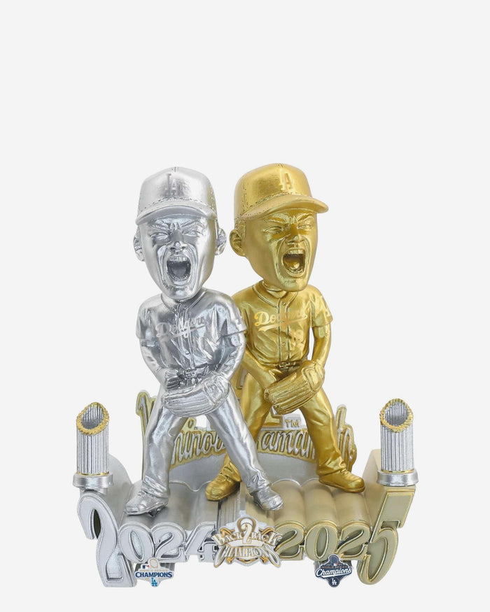 Yoshinobu Yamamoto Los Angeles Dodgers 2025 Back To Back World Series Champions Then And Now Bobblehead FOCO - FOCO.com