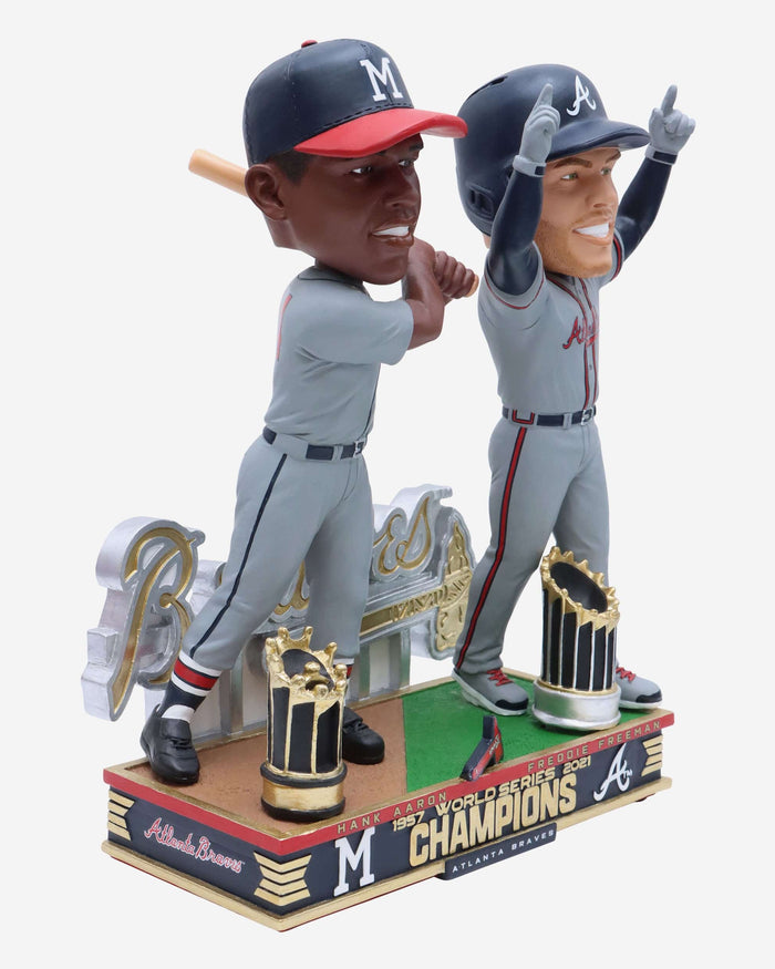 Hank Aaron & Freddie Freeman Atlanta Braves 1957 & 2021 World Series Champions Dual Bobblehead FOCO - FOCO.com