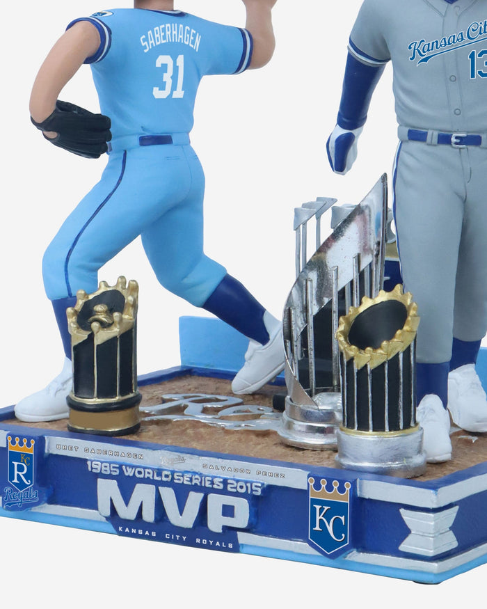 Bret Saberhagen & Salvador Perez Kansas City Royals 1985 & 2015 World Series Champions and MVPs Dual Bobblehead FOCO - FOCO.com