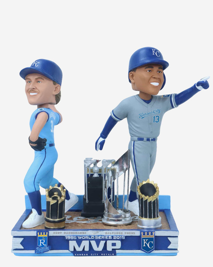 Bret Saberhagen & Salvador Perez Kansas City Royals 1985 & 2015 World Series Champions and MVPs Dual Bobblehead FOCO - FOCO.com