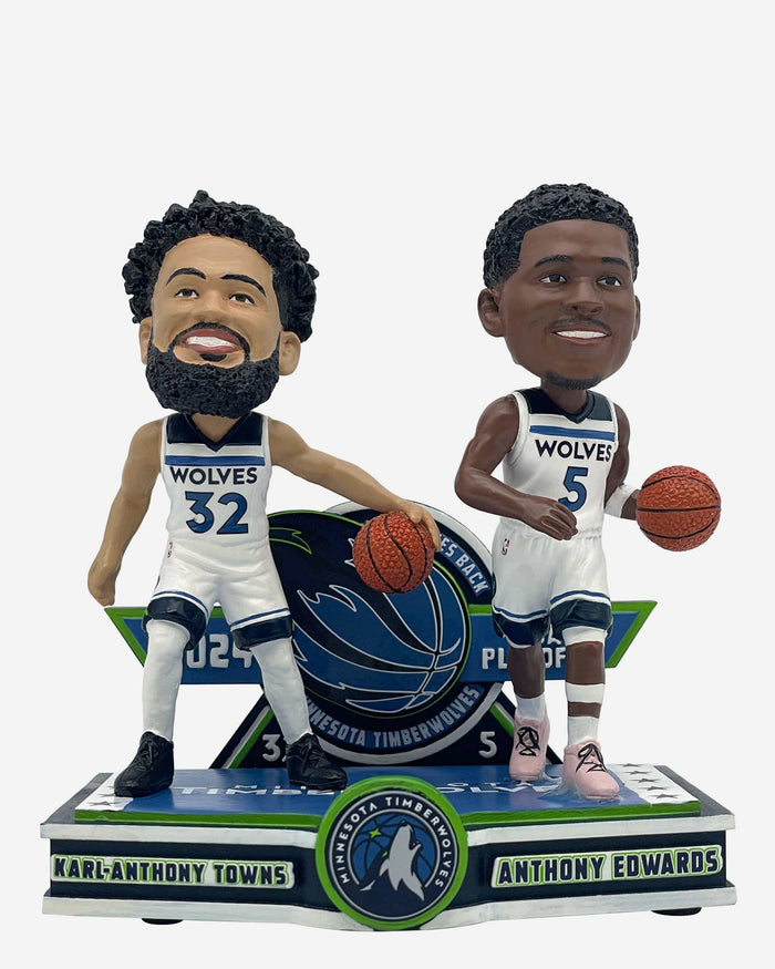 Anthony Edwards & Karl-Anthony Towns Minnesota Timberwolves Playoff Dual Bobblehead FOCO - FOCO.com