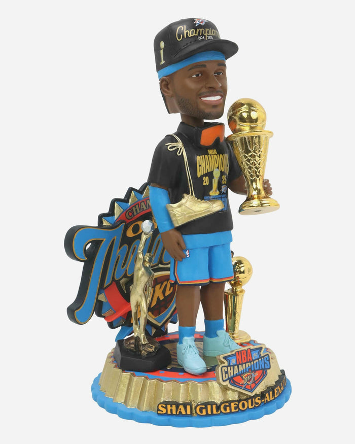 Shai Gilgeous-Alexander Oklahoma City Thunder 2025 NBA Champions Triple Trophy Bobblehead FOCO - FOCO.com