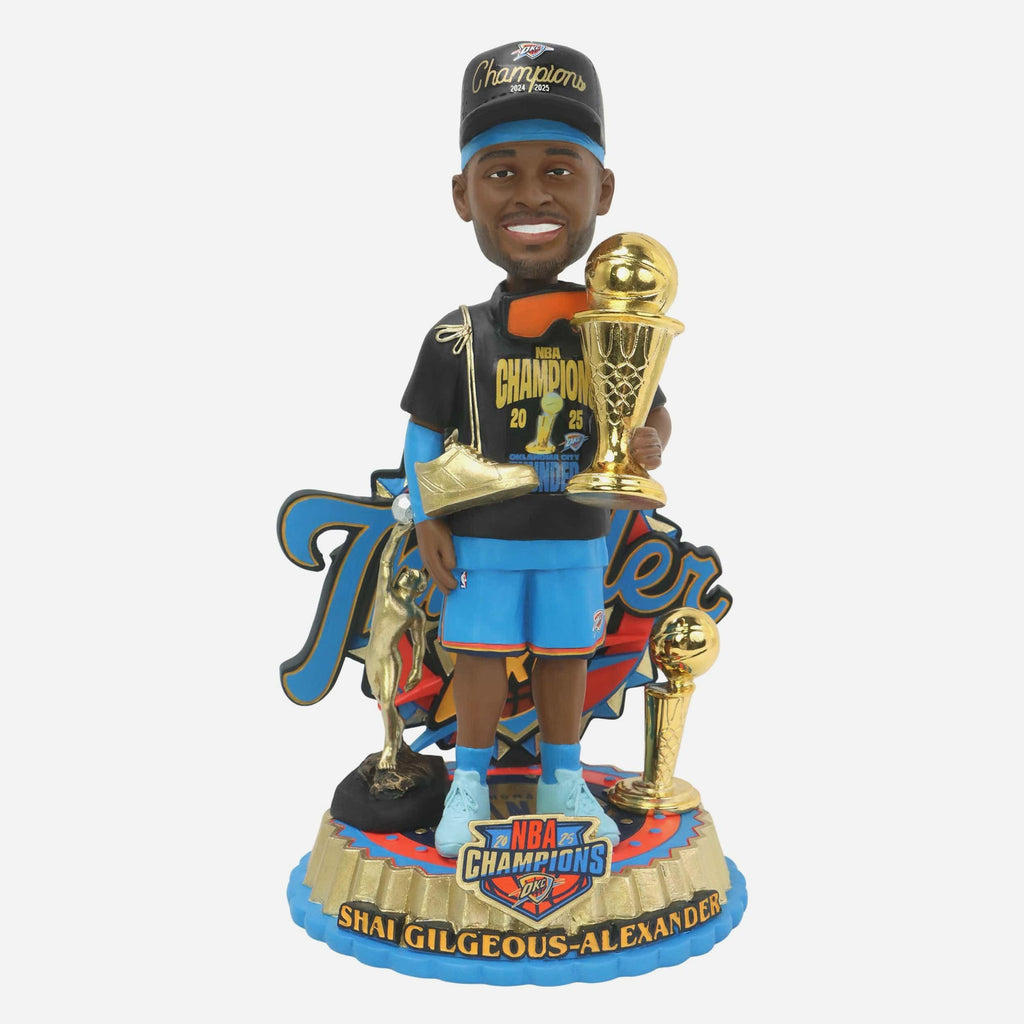 Shai Gilgeous-Alexander Oklahoma City Thunder 2025 NBA Champions Triple Trophy Bobblehead FOCO - FOCO.com