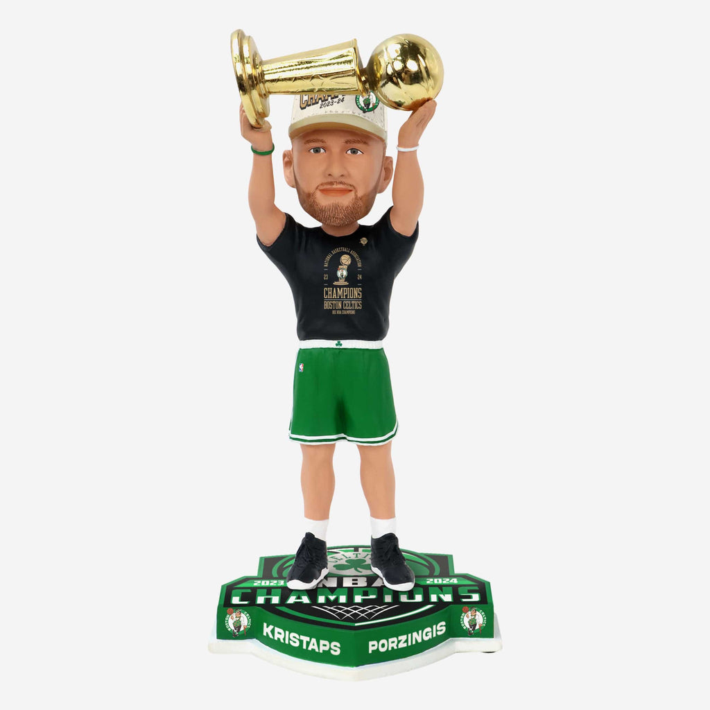 Kristaps Porzingis Boston Celtics 2024 NBA Champions Trophy Hoist Bobblehead FOCO - FOCO.com