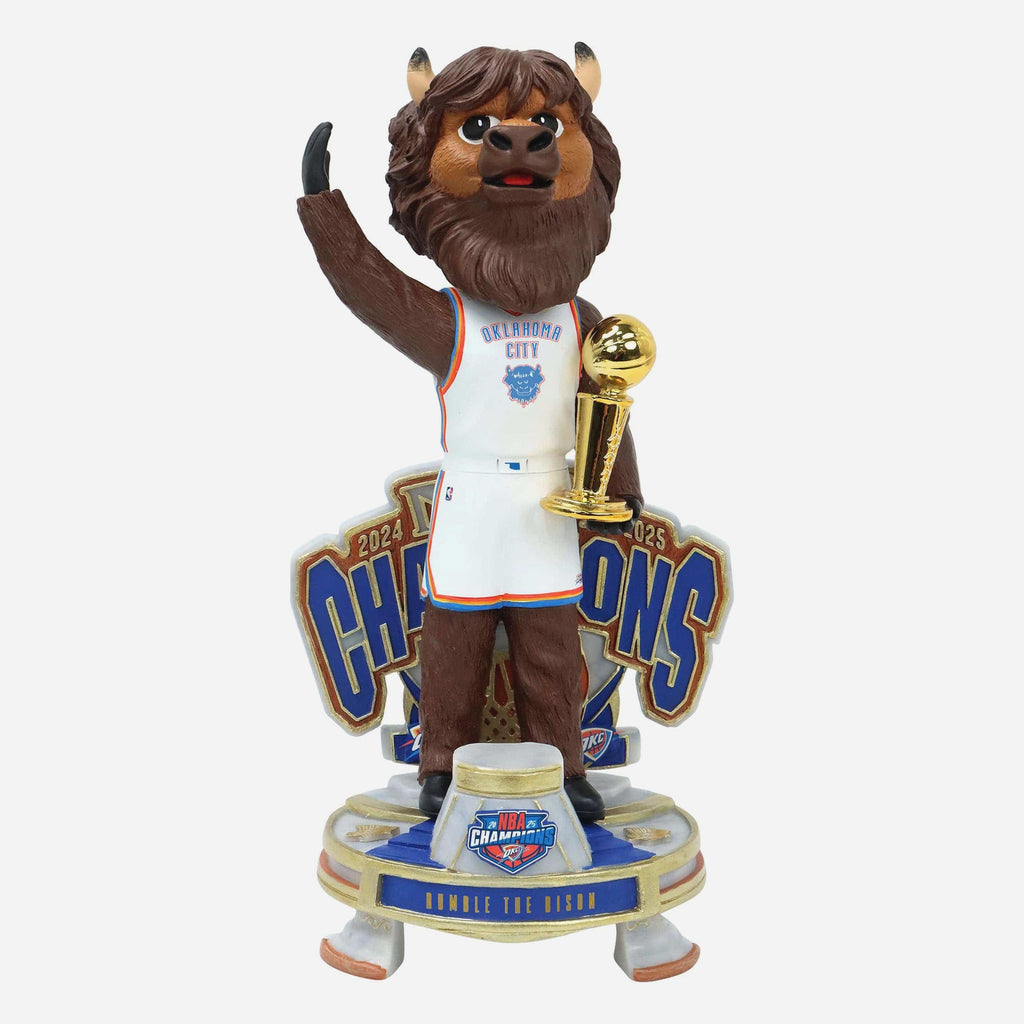 Rumble The Bison Oklahoma City Thunder 2025 NBA Champions Celebration Mascot Bobblehead FOCO - FOCO.com