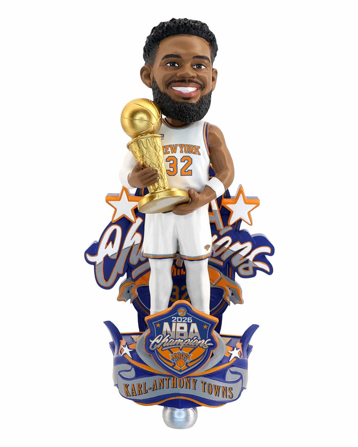 Karl-Anthony Towns New York Knicks 2026 NBA Champions Celebration Bobblehead FOCO - FOCO.com